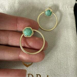 Kendra Scott Elegant Gold and Green Earrings